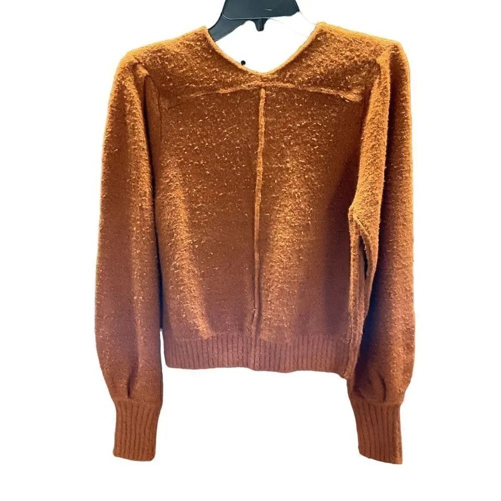 Free People Sweater Reverie Cropped V-Neck Burnt Butter Rust Brown Women XS - Picture 11 of 15